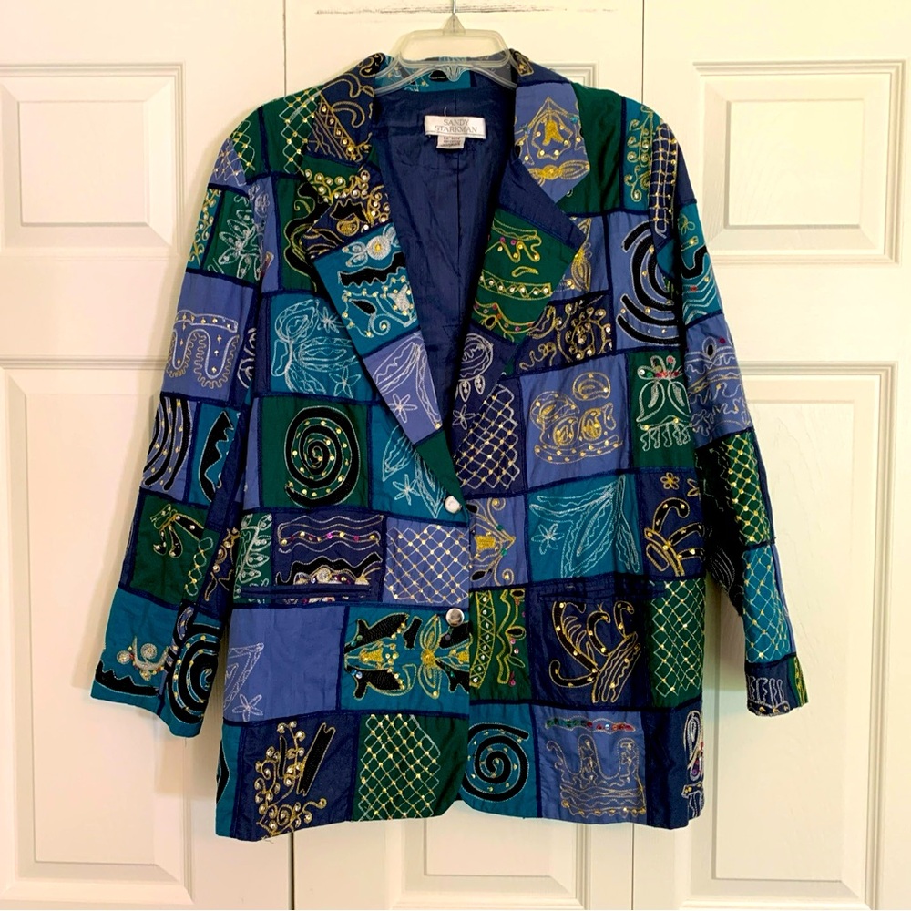 Sandy Starkman Vintage Wearable Art lightweight blazer.    N1